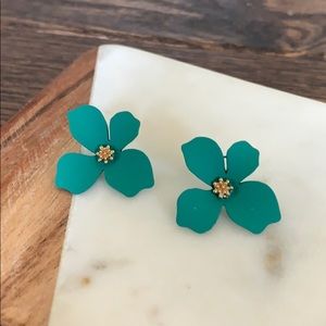 Sweet Teal Flower Earrings